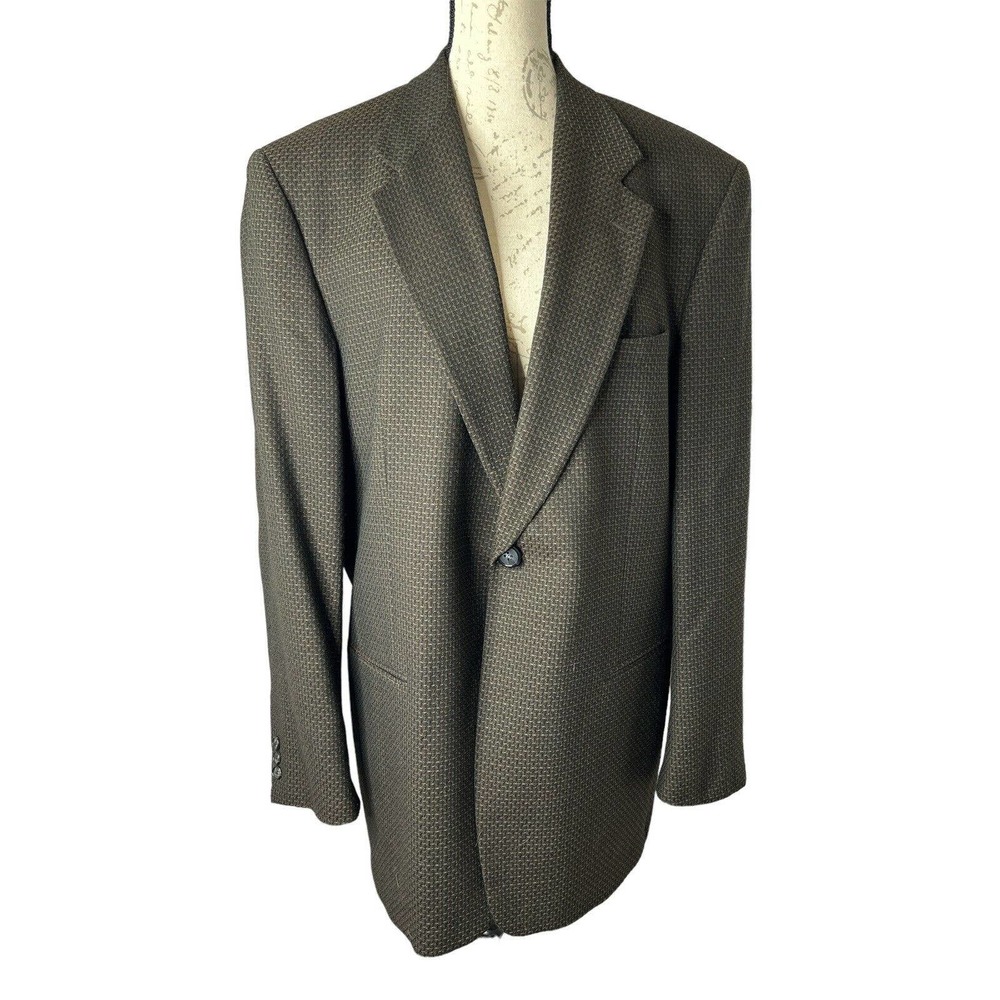Monsieur By‎ Givenchy Blazer Jacket Men's Size 44L Brown Houndstooth 2 Button